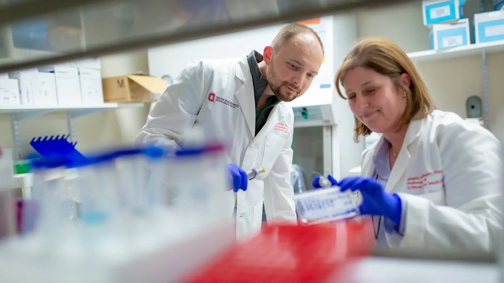 Two researchers in a lab