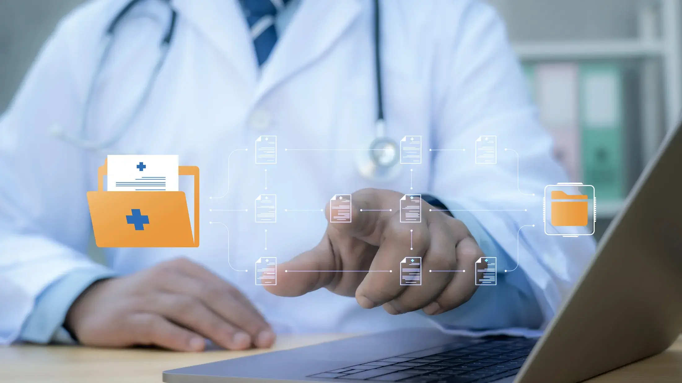 Doctor using electronic health record