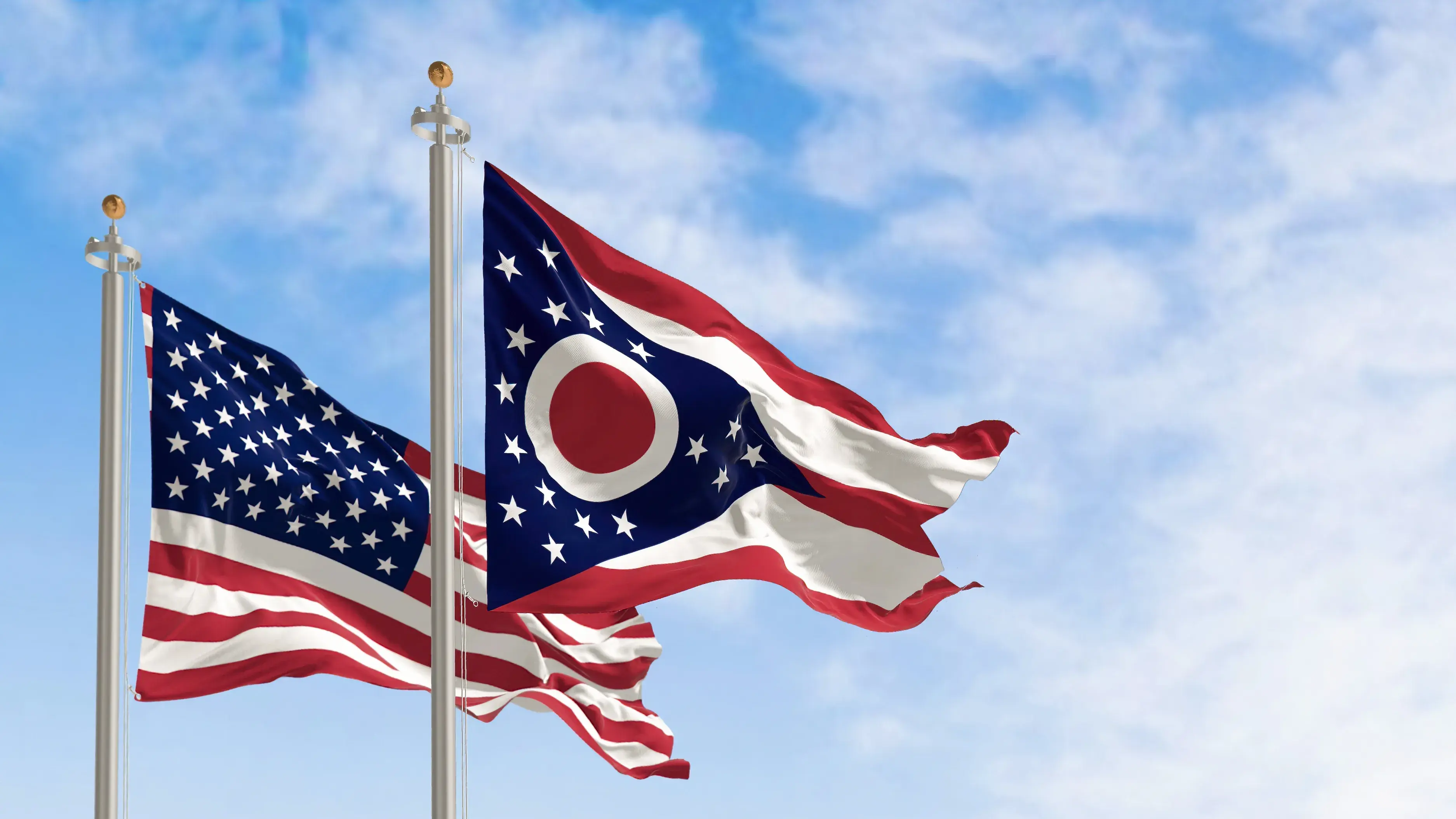 USA flag and Ohio flag