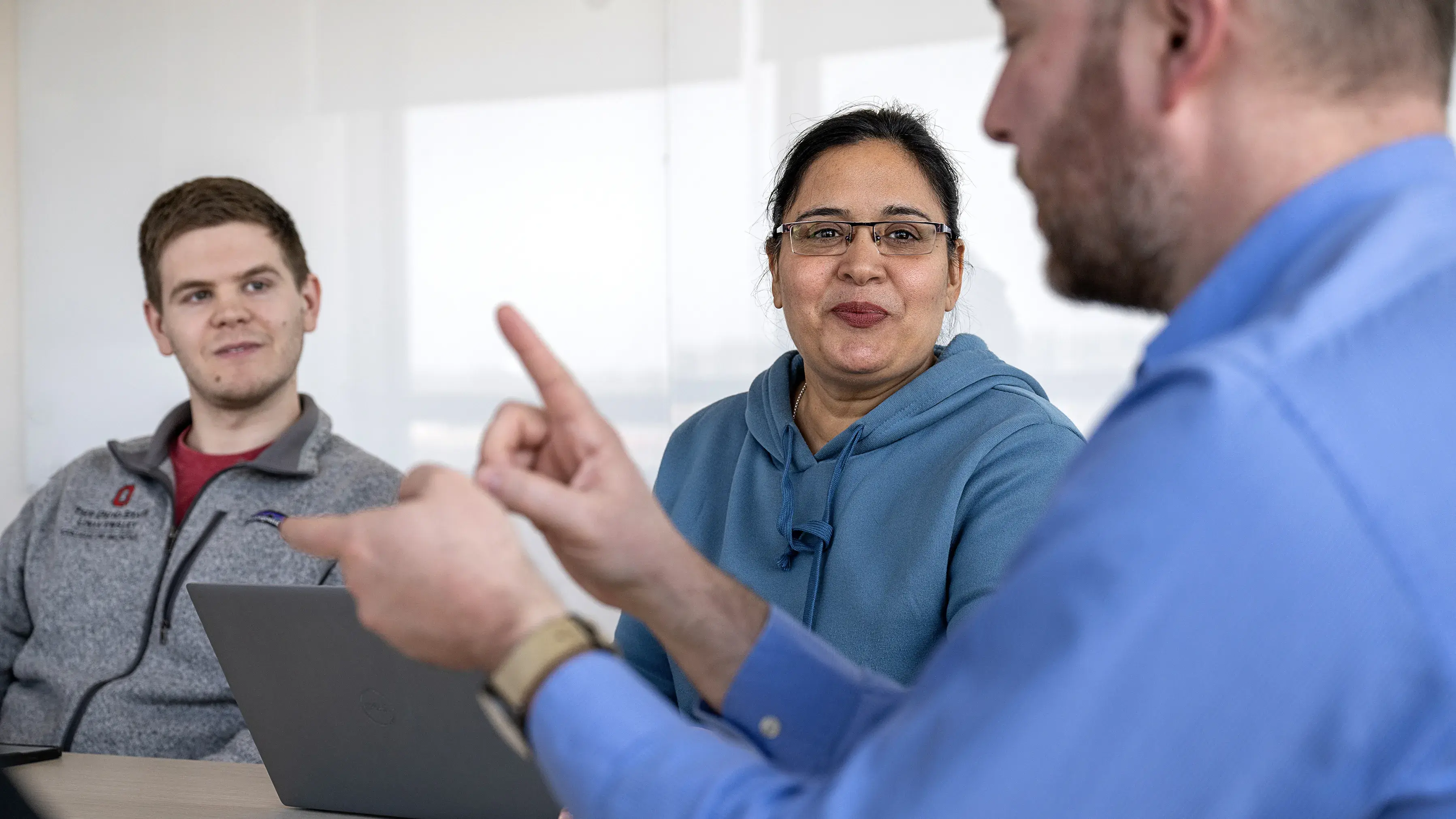 Research team getting instruction