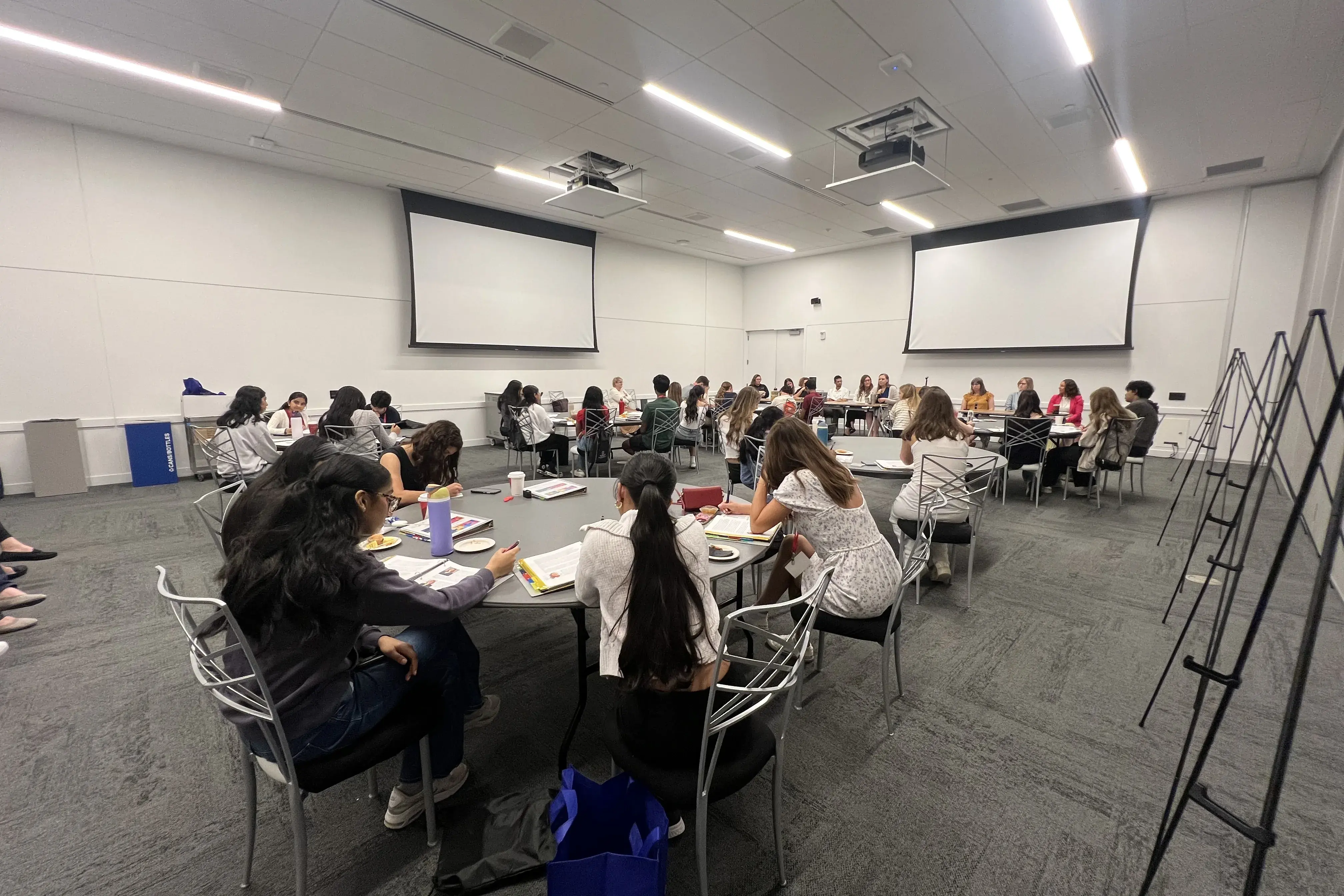 Campers working in groups